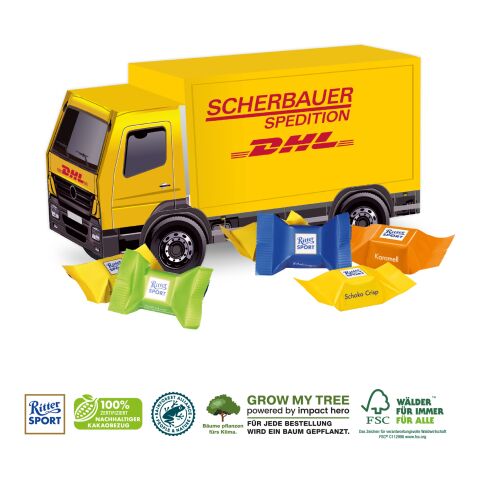 3D Präsent „Lkw” bunt | ohne Werbeanbringung | Ritter SPORT Schokowürfel