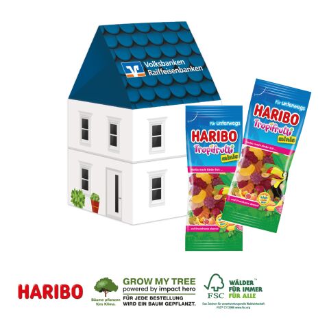 3D Präsent „Haus” bunt | ohne Werbeanbringung | Haribo Tropifrutti