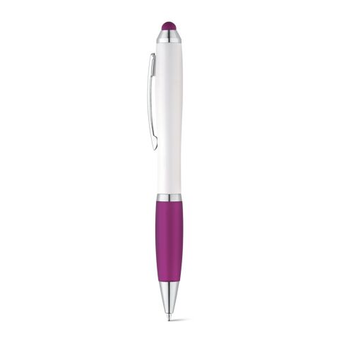 Werbeartikel SANS. Kugelschreiber mit Drehmechanik und Metallclip – Violett – mit Logo bedruckt