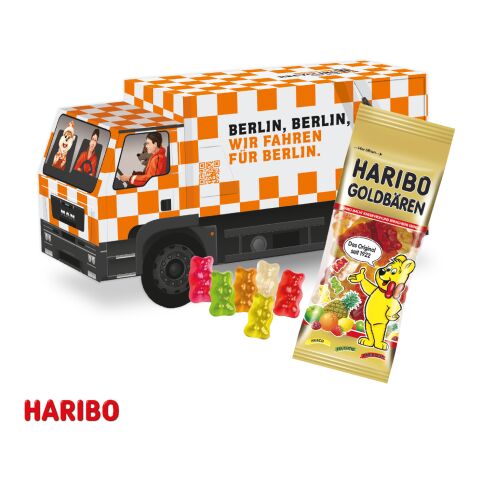 Nachhaltiger Werbeartikel 3D Präsent "LKW" – bunt – mit Logo bedruckt