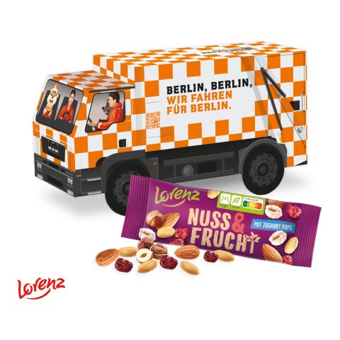 Nachhaltiger Werbeartikel 3D Präsent "LKW" – bunt – mit Logo bedruckt