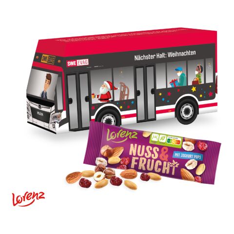 Nachhaltiger Werbeartikel 3D Präsent "Bus" – bunt – mit Logo bedruckt