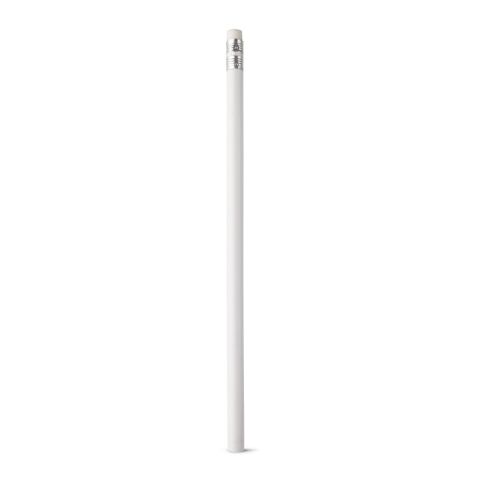 Werbeartikel ATENEO. Graphitstift mit Radiergummi und Härtegrad HB – Weiss – mit Logo bedruckt