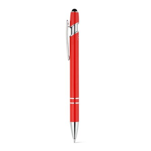Werbeartikel NEIL. Kugelschreiber mit Gehäuse aus recyceltem Aluminium (100% rAL) und Touch-Pen Druckknopf – Rot – mit Logo bedruckt