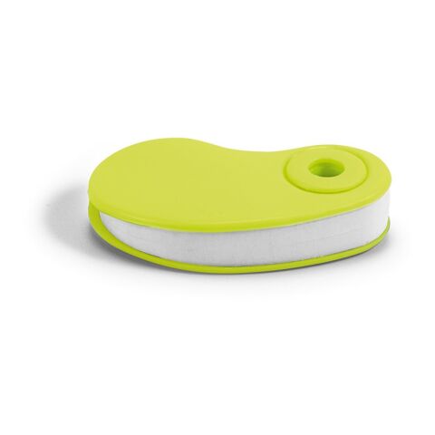 Werbeartikel SIZA. Weisses Radiergummi aus TPR mit farbiger PP-Schutzhülle – Hellgrün – mit Logo bedruckt