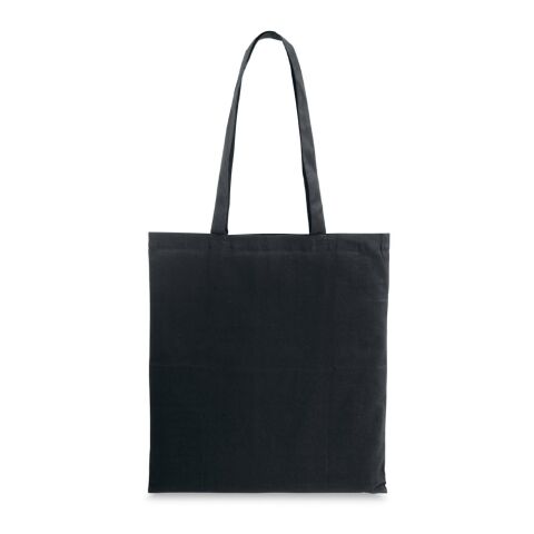 Nachhaltiger Werbeartikel CAIRO. Tragetasche aus recycelter Baumwolle (70%) und polyester (30% rPET) (180 g/m²) – Schwarz – mit Logo bedruckt