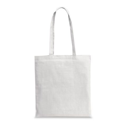 Nachhaltiger Werbeartikel CAIRO. Tragetasche aus recycelter Baumwolle (70%) und polyester (30% rPET) (180 g/m²) – Weiss – mit Logo bedruckt