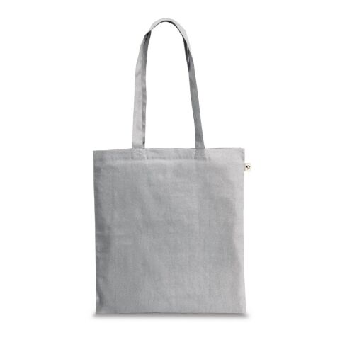 Nachhaltiger Werbeartikel CAIRO. Tragetasche aus recycelter Baumwolle (70%) und polyester (30% rPET) (180 g/m²) – Hellgrau – mit Logo bedruckt