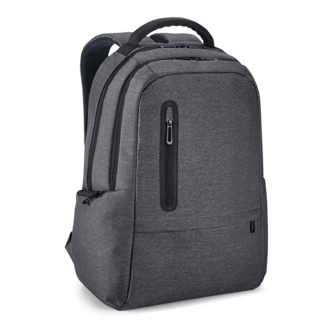Werbeartikel RE-BOSTON. Wasserabweisender 2Tone-Laptop-Rucksack aus recyceltem Nylon mit 210D-Fach – Dunkelgrau – mit Logo bedruckt