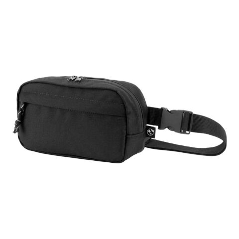 MYKONOS. Gürteltasche aus 600D recyceltem Polyester und Innenfutter aus 210D recyceltem Polyester Schwarz | ohne Werbeanbringung