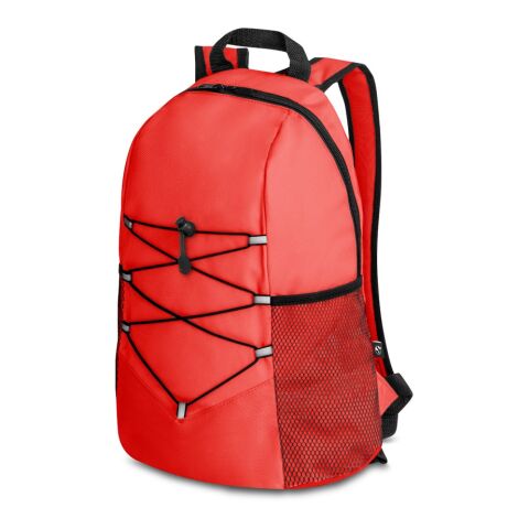 Nachhaltiger Werbeartikel TURIM. Rucksack aus 600D recyceltes Polyester – Rot – mit Logo bedruckt