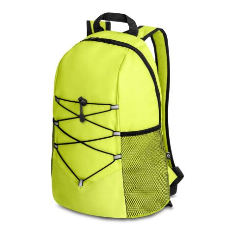 Nachhaltiger Werbeartikel TURIM. Rucksack aus 600D recyceltes Polyester – Hellgrün – mit Logo bedruckt