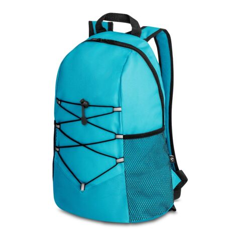 Nachhaltiger Werbeartikel TURIM. Rucksack aus 600D recyceltes Polyester – Hellblau – mit Logo bedruckt