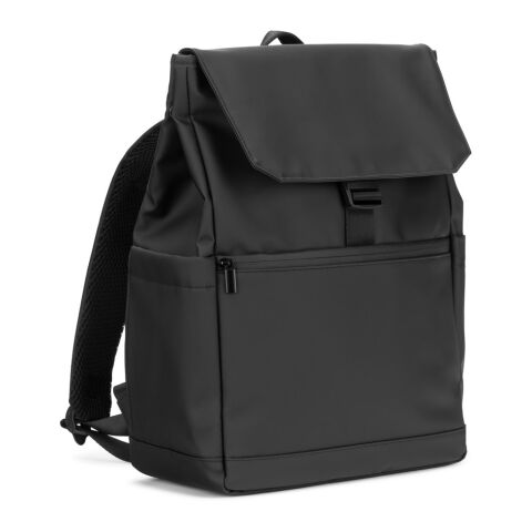 AZORES BAG. Laptop-Rucksack (16") aus PU, mit Klappe, die alle Fächer abdeckt schwarz