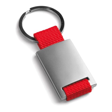 Werbeartikel GRIPITCH Schlüsselanhänger aus Metall & Gurtband, hochwertiges Design-Accessoire inkl. schwarzer Geschenkbox – Rot – mit Logo bedruckt