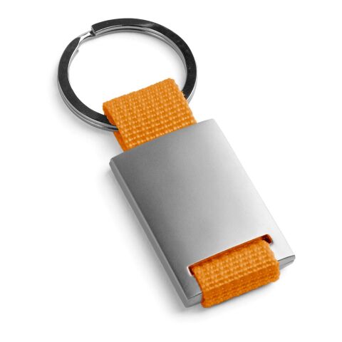 Werbeartikel GRIPITCH Schlüsselanhänger aus Metall & Gurtband, hochwertiges Design-Accessoire inkl. schwarzer Geschenkbox – Orange – mit Logo bedruckt