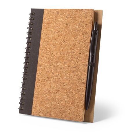 VICENTE. B6-Notizbuch aus Kork und Recyceltes Polyester (100% rPET) mit Kugelschreiber
