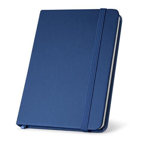 Nachhaltiger Werbeartikel CAMPUS. A5 Notizbuch mit festem Einband aus PU (35% recycelt) mit linierten Seiten aus 100 % recyceltem – Blau – mit Logo