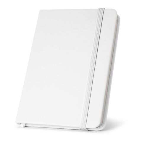 Nachhaltiger Werbeartikel CAMPUS. A5 Notizbuch mit festem Einband aus PU (35% recycelt) mit linierten Seiten aus 100 % recyceltem – Weiss – mit Logo