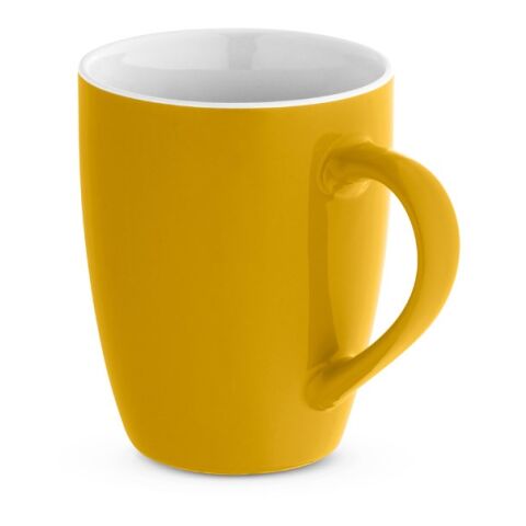 Werbeartikel CINANDER. Keramikbecher mit glänzender Oberfläche, 370 ml – Gelb – mit Logo bedruckt