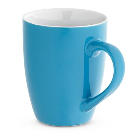 Werbeartikel CINANDER. Keramikbecher mit glänzender Oberfläche, 370 ml – Hellblau – mit Logo bedruckt