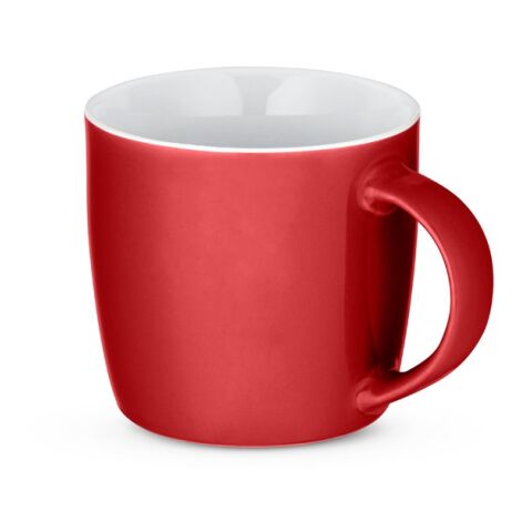 Werbeartikel COMANDER. Keramikbecher mit glänzender Oberfläche, 370 ml – Rot – mit Logo bedruckt