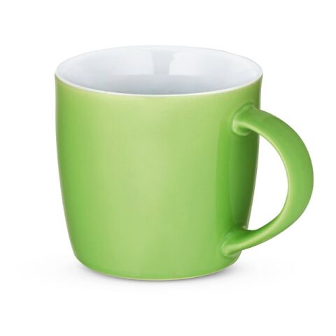 Werbeartikel COMANDER. Keramikbecher mit glänzender Oberfläche, 370 ml – Hellgrün – mit Logo bedruckt