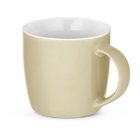 Werbeartikel COMANDER. Keramikbecher mit glänzender Oberfläche, 370 ml – Beige – mit Logo bedruckt