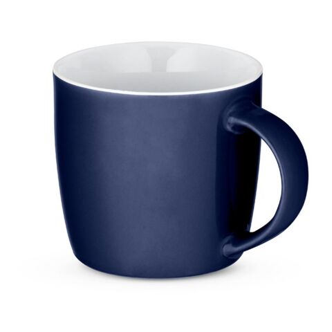 Werbeartikel COMANDER. Keramikbecher mit glänzender Oberfläche, 370 ml – Dunkelblau – mit Logo bedruckt