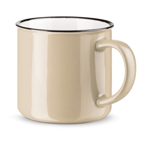 Werbeartikel 360 ml Keramik-Kaffeebecher VERNON, spülmaschinenfest & zertifiziert für 125 Waschgänge, inkl. Schachtel – Beige – mit Logo bedruckt