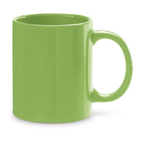 Werbeartikel BARINE 350 ml Kaffeebecher aus Keramik spülmaschinenfest nach EN12875-1 inkl. Geschenkbox – Hellgrün – mit Logo bedruckt