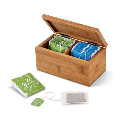 BURDOCK. Teebox aus Bambus mit 2 Fächern und einem Magnetverschluss