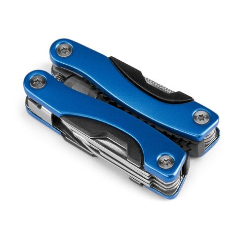 Werbeartikel DUNITO. Multifunktionswerkzeug aus Edelstahl und Aluminium – Königsblau – mit Logo bedruckt