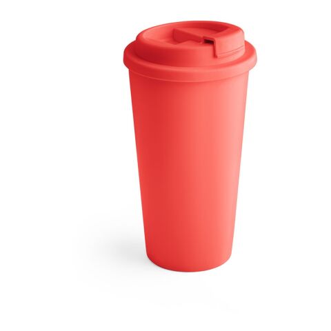 Werbeartikel CUPPARI. Reisebecher aus PP – Rot – mit Logo bedruckt