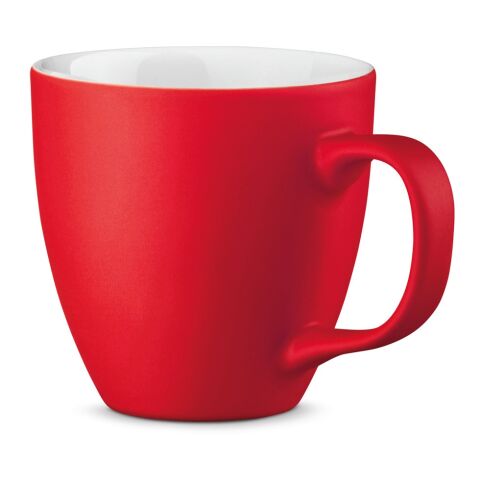 Werbeartikel PANTHONY MAT 450 ml Porzellanbecher matte Hydroglasur modernes Design Made in Europe inkl. Geschenkbox – Rot – mit Logo bedruckt