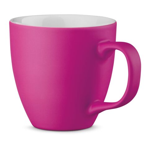 Werbeartikel PANTHONY MAT 450 ml Porzellanbecher matte Hydroglasur modernes Design Made in Europe inkl. Geschenkbox – Dunkelrosa – mit Logo bedruckt