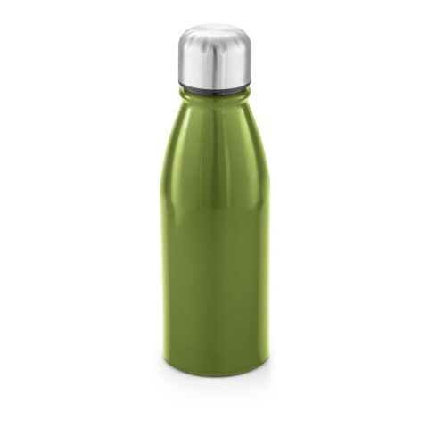 Werbeartikel BEANE 500 ml Aluminium-Sportflasche leicht mit hochwertigem Edelstahldeckel & Auslaufschutz – Hellgrün – mit Logo bedruckt