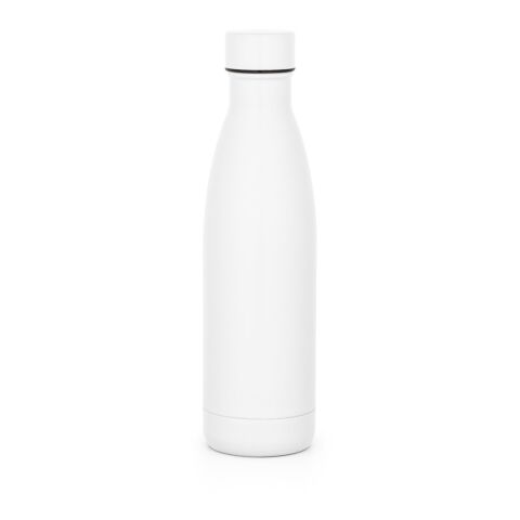Werbeartikel Edelstahl Thermosflasche 500 ml BUFFON doppelwandig vakuumisoliert Geschenkbox BPA-frei – Weiss – mit Logo bedruckt