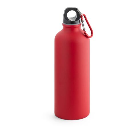 Werbeartikel COLLINA 540 ml Trinkflasche aus Aluminium federleicht mit mattem Finish & Outdoor-Karabiner – Rot – mit Logo bedruckt