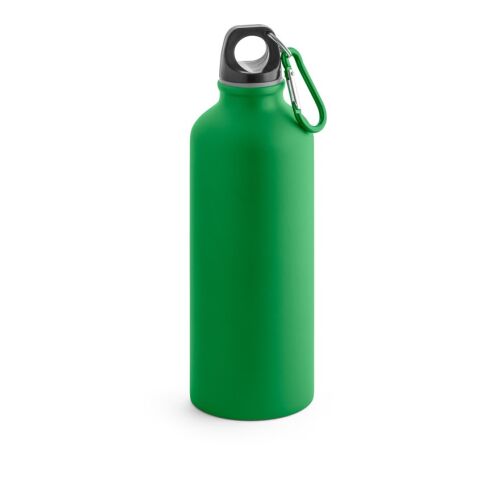 Werbeartikel COLLINA 540 ml Trinkflasche aus Aluminium federleicht mit mattem Finish & Outdoor-Karabiner – Grün – mit Logo bedruckt