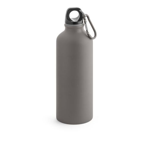 Werbeartikel COLLINA 540 ml Trinkflasche aus Aluminium federleicht mit mattem Finish & Outdoor-Karabiner – Dunkelgrau – mit Logo bedruckt