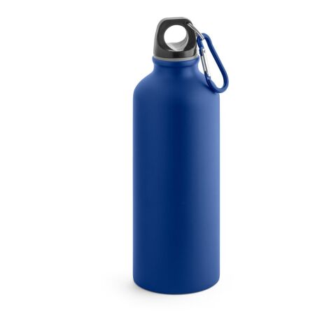 Werbeartikel COLLINA 540 ml Trinkflasche aus Aluminium federleicht mit mattem Finish & Outdoor-Karabiner – Dunkelblau – mit Logo bedruckt