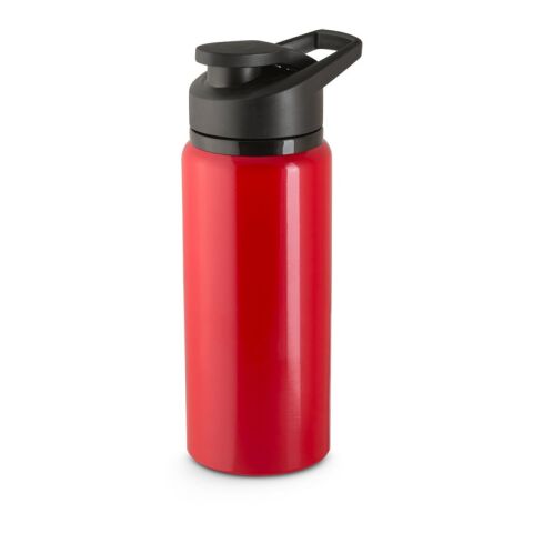 Werbeartikel SHAWN. Sportflasche aus 100% recyceltem aluminium 600 ml – Rot – mit Logo bedruckt