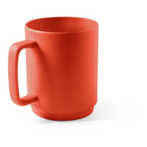 Werbeartikel MIGHTY. 330 ml Coffee-to-go Kaffeebecher aus Keramik mit hitzebeständiger Silikonhülle & PP-Deckel – Rot – mit Logo bedruckt