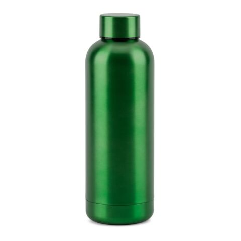 Werbeartikel ODIN METTALIC. Flasche aus 90% recyceltem Edelstahl 550 ml – Grün – mit Logo bedruckt