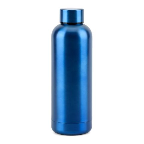 Werbeartikel ODIN METTALIC. Flasche aus 90% recyceltem Edelstahl 550 ml – Königsblau – mit Logo bedruckt