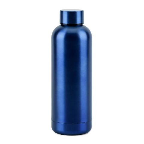 Werbeartikel ODIN METTALIC. Flasche aus 90% recyceltem Edelstahl 550 ml – Dunkelblau – mit Logo bedruckt