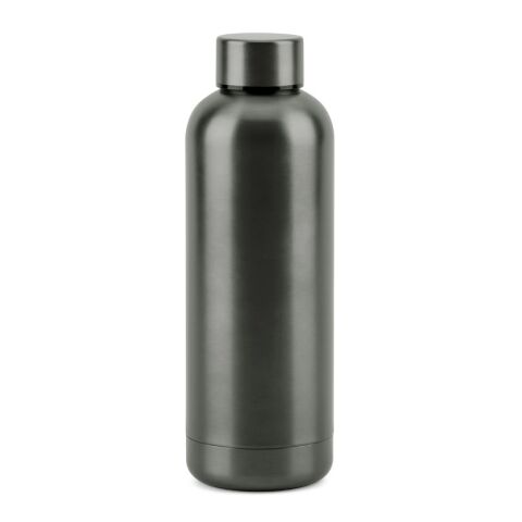 Werbeartikel ODIN METTALIC. Flasche aus 90% recyceltem Edelstahl 550 ml – Gewehrmetall – mit Logo bedruckt