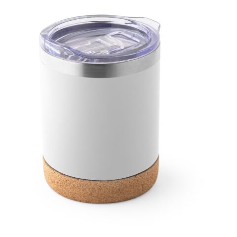 Werbeartikel SOLBERG TUMBLER. Reisebecher aus Edelstahl, 400 ml – Weiss – mit Logo bedruckt