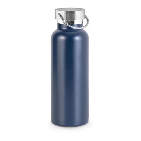 Nachhaltiger Werbeartikel DUPLANTIS. Edelstahlflasche (36% recycelt) mit Vakuum-Isolierung 810 ml – Dunkelblau – mit Logo bedruckt